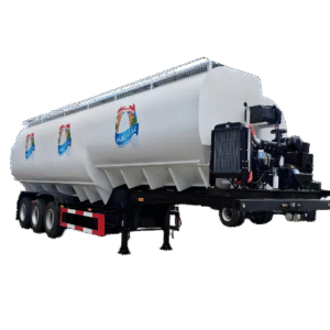 Semi-trailer bulk feed transport truck